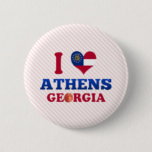 Badge Rond 5 Cm J'aime Athènes, la Géorgie