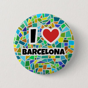 Badge Rond 5 Cm J'aime Barcelone