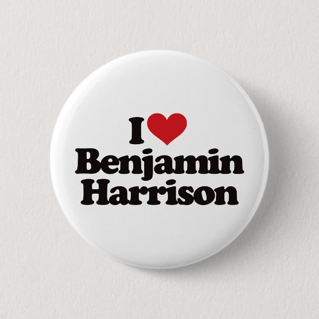 Badge Rond 5 Cm J'aime Benjamin Harrison (Devant)