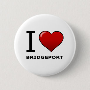 BADGE ROND 5 CM J'AIME BRIDGEPORT, CT - LE CONNECTICUT