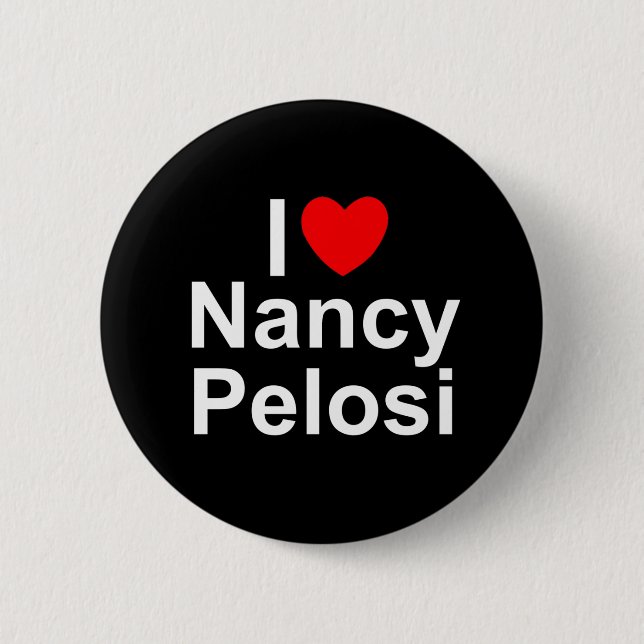 Badge Rond 5 Cm J'aime (coeur) Nancy Pelosi (Devant)