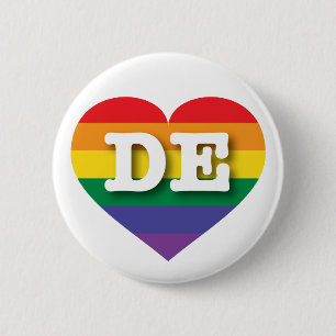 Badge Rond 5 Cm J'aime Delaware Gay pride Rainbow Heart