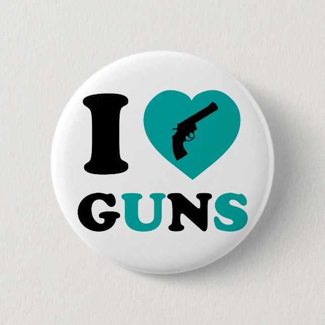 Badge Rond 5 Cm J'aime des armes à feu (Devant)
