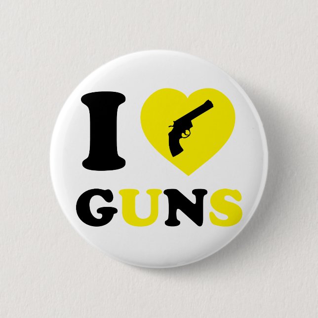Badge Rond 5 Cm J'aime des armes à feu (Devant)