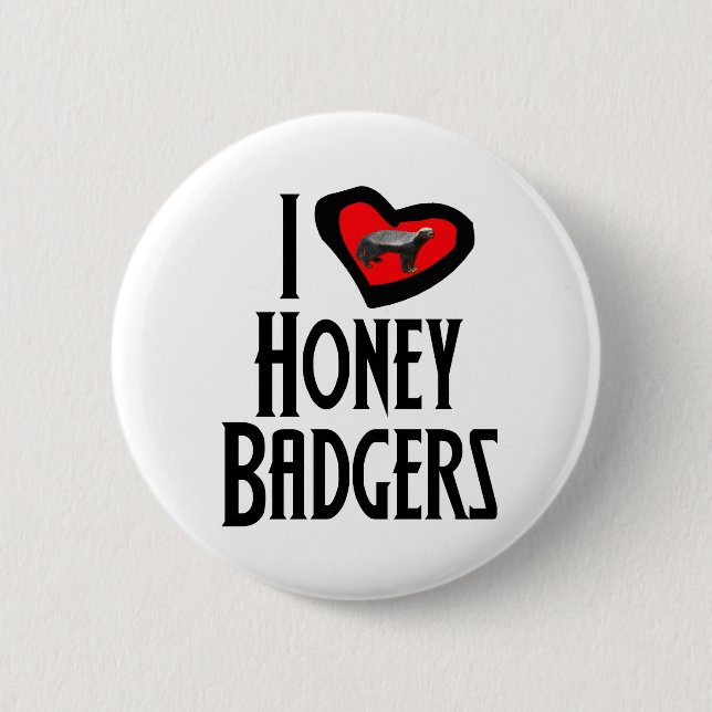 Badge Rond 5 Cm J'aime des blaireaux de miel (Devant)