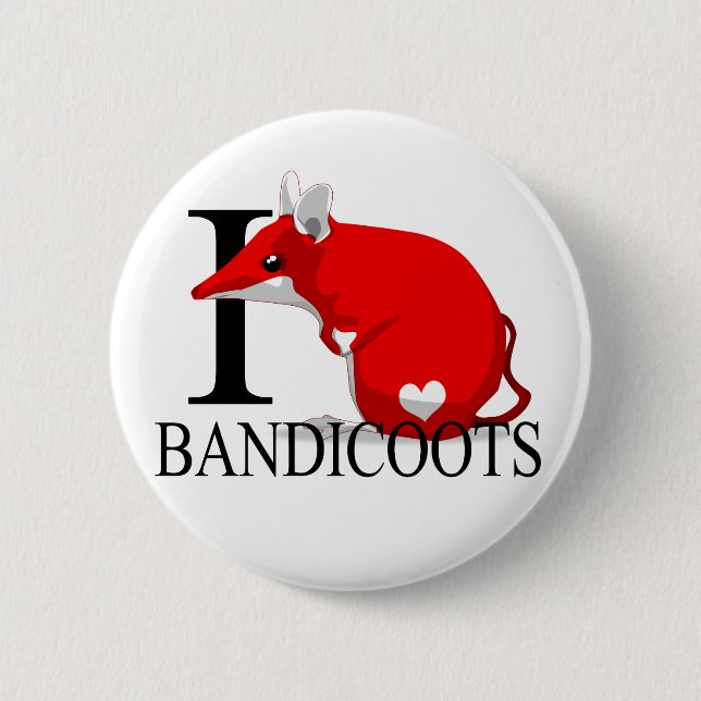 Badge Rond 5 Cm J'aime des boutons de Bandicoots (Devant)