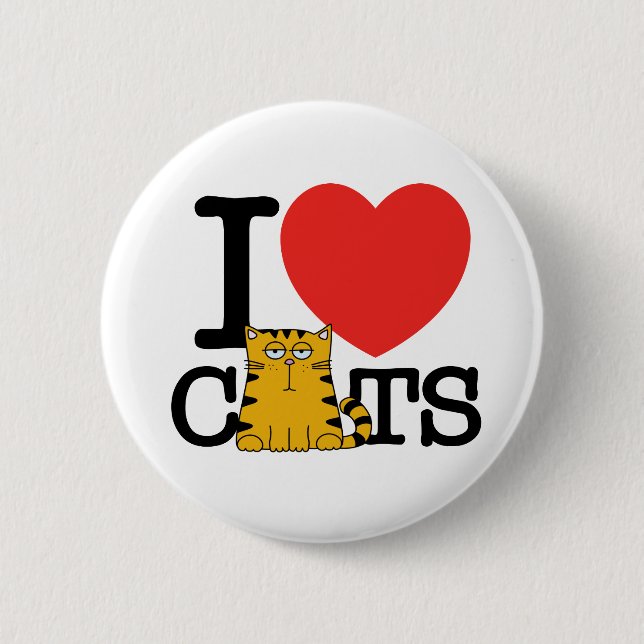 Badge Rond 5 Cm J'aime des chats (Devant)