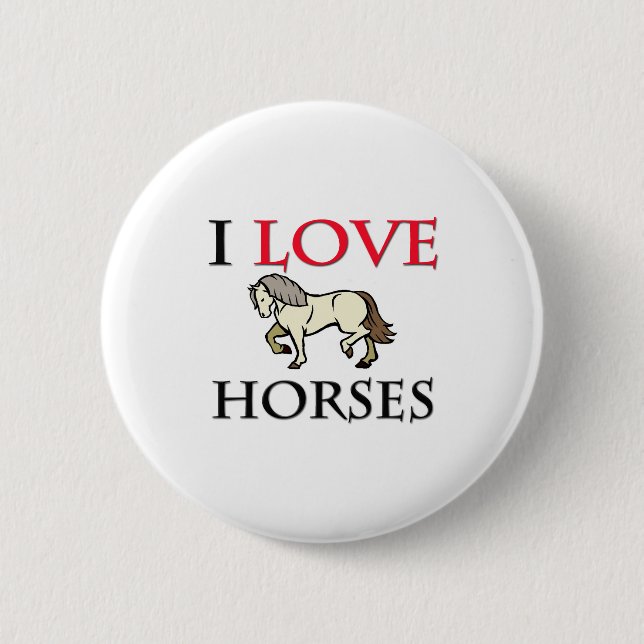 Badge Rond 5 Cm J'aime des chevaux (Devant)