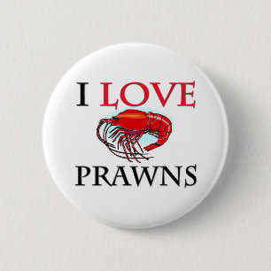 Badge Rond 5 Cm J'aime des crevettes roses