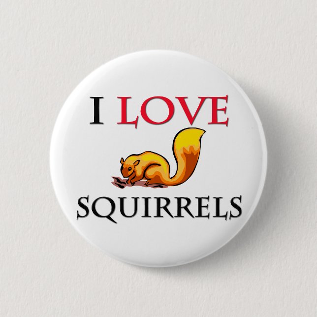 Badge Rond 5 Cm J'aime des écureuils (Devant)