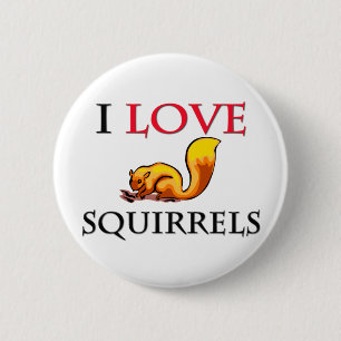 Badge Rond 5 Cm J'aime des écureuils