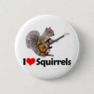 Badge Rond 5 Cm J'aime des écureuils