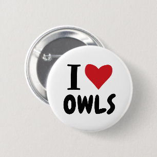Badge Rond 5 Cm J'aime des hiboux