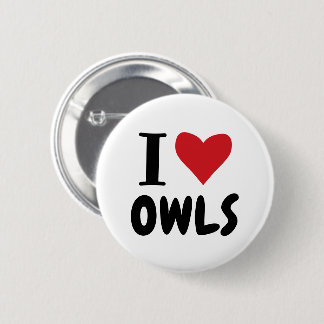 Badge Rond 5 Cm J'aime des hiboux