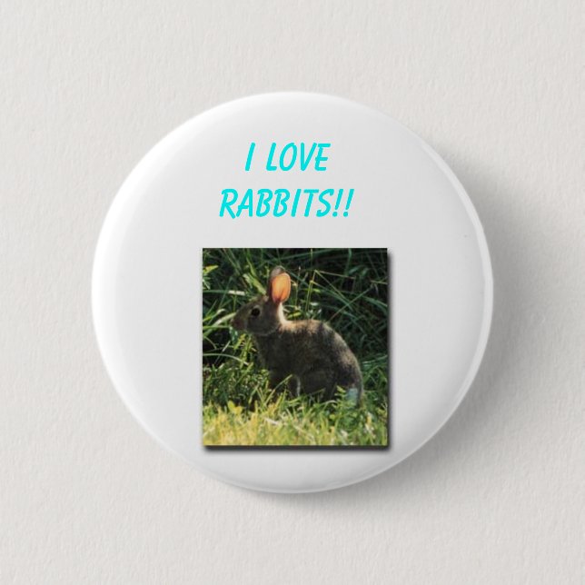 Badge Rond 5 Cm J'aime des lapins ! ! (Devant)