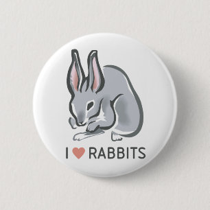 Badge Rond 5 Cm J'aime des lapins