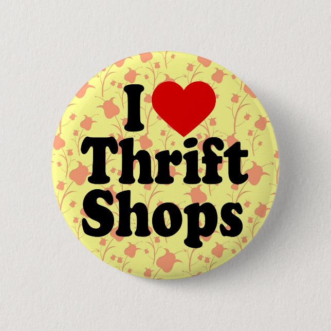 Badge Rond 5 Cm J'aime des magasins d'articles d'occasion au (Devant)