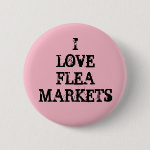 Badge Rond 5 Cm J'aime des marchés aux puces