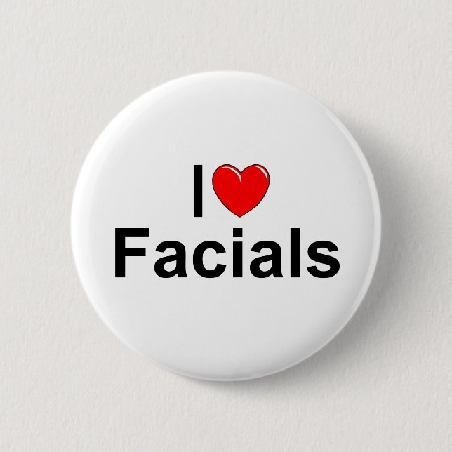 Badge Rond 5 Cm J'aime des massages faciaux (de coeur) (Devant)