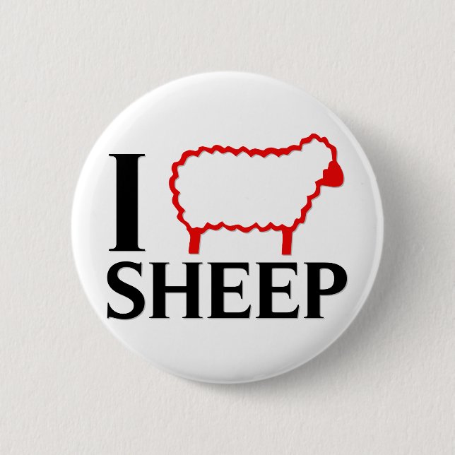 Badge Rond 5 Cm J'aime des moutons (Devant)