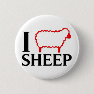 Badge Rond 5 Cm J'aime des moutons