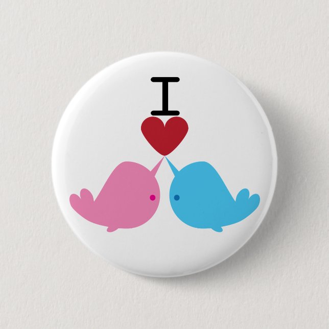 Badge Rond 5 Cm J'aime des narwhals (Devant)