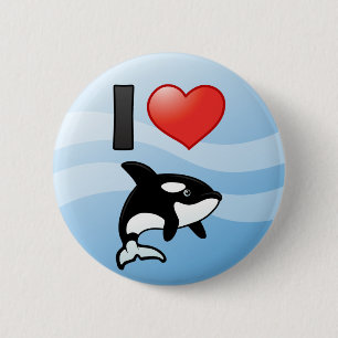 Badge Rond 5 Cm J'aime des orques