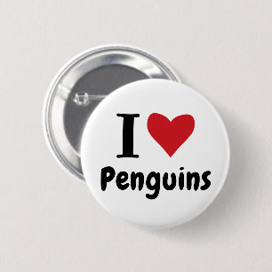 Badge Rond 5 Cm J'aime des pingouins