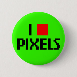 Badge Rond 5 Cm J'aime des pixels foncés