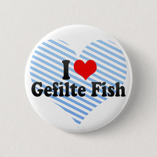 Badge Rond 5 Cm J'aime des poissons de Gefilte