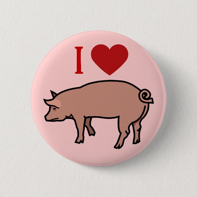 BADGE ROND 5 CM J'AIME DES PORCS (Devant)