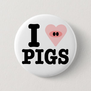 Badge Rond 5 Cm j'aime des porcs