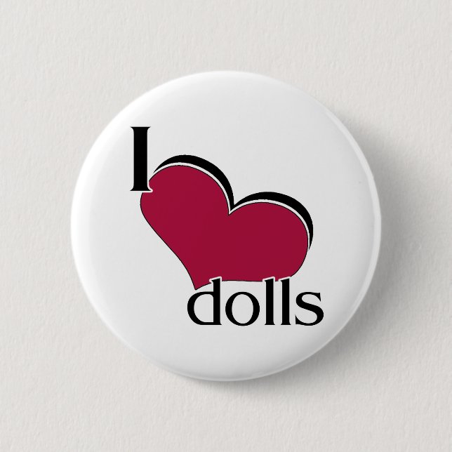 Badge Rond 5 Cm J'aime des poupées (Devant)