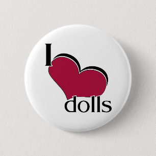 Badge Rond 5 Cm J'aime des poupées