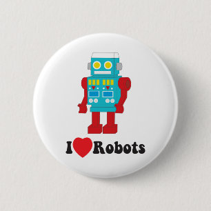 Badge Rond 5 Cm J'aime des robots !
