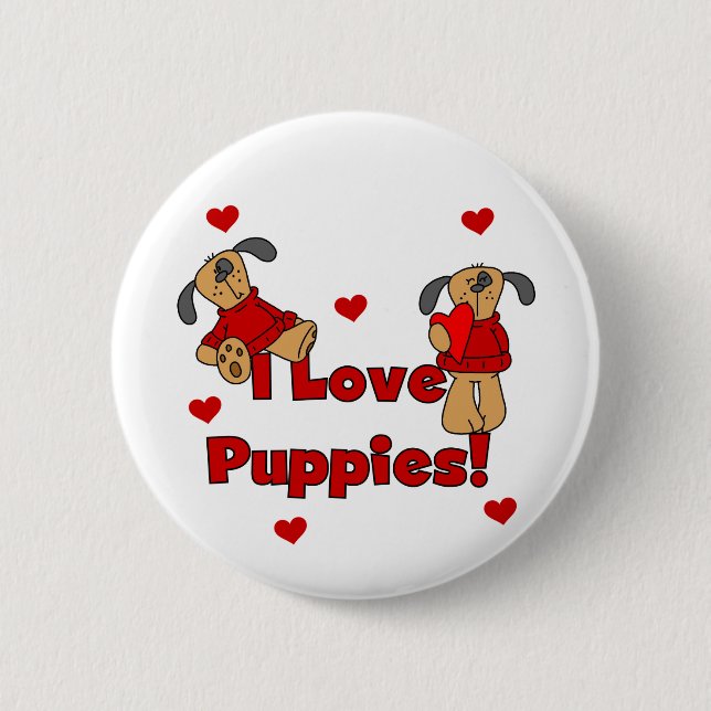 Badge Rond 5 Cm J'aime des T-shirts et des cadeaux de chiots (Devant)