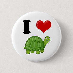 Badge Rond 5 Cm J'aime des tortues