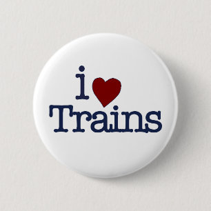 Badge Rond 5 Cm J'aime des trains