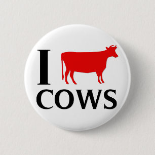 Badge Rond 5 Cm J'aime des vaches