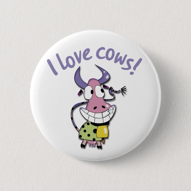Badge Rond 5 Cm J'aime des vaches ! (Devant)