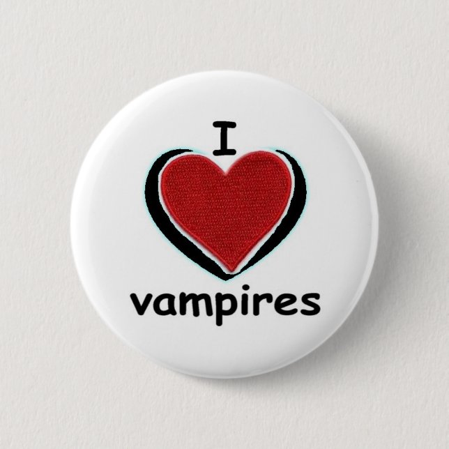 BADGE ROND 5 CM J'AIME DES VAMPIRES (Devant)