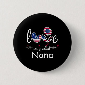 Badge Rond 5 Cm J'aime être Nana Drapeau des États-Unis Fête de l'