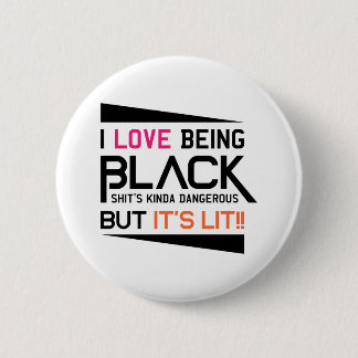 Badge Rond 5 Cm J'aime être noir x pirate