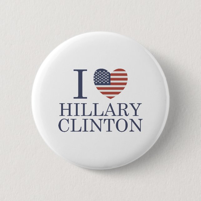 Badge Rond 5 Cm J'aime Hillary Clinton (Devant)