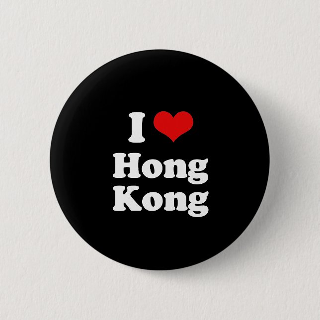 BADGE ROND 5 CM J'AIME HONG KONG (Devant)