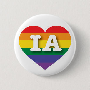 Badge Rond 5 Cm J'aime Iowa Gay pride Rainbow Heart
