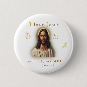 Badge Rond 5 Cm J'aime Jésus