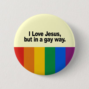 Badge Rond 5 Cm J'aime Jésus d'une manière gaie