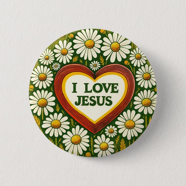 Badge Rond 5 Cm J'aime Jésus et Jésus t'aime (Devant)