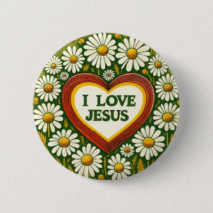 Badge Rond 5 Cm J'aime Jésus et Jésus t'aime